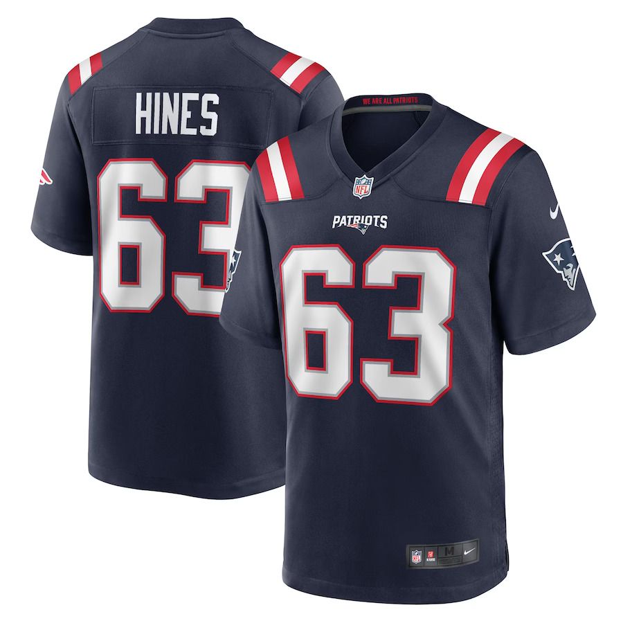 Men New England Patriots 63 Chasen Hines Nike Navy Game Player NFL Jersey
